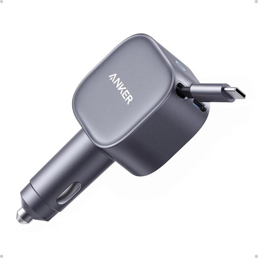 [A2738HA2] Anker Retractable USB-C Car Charger, 75W Max Fast Charging (Gray)